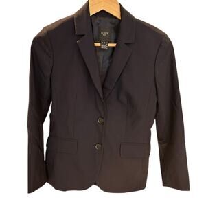 J. CREW Women's Wool Blazer Size 2 Navy Blue Suiting Jacket Two Button Classic